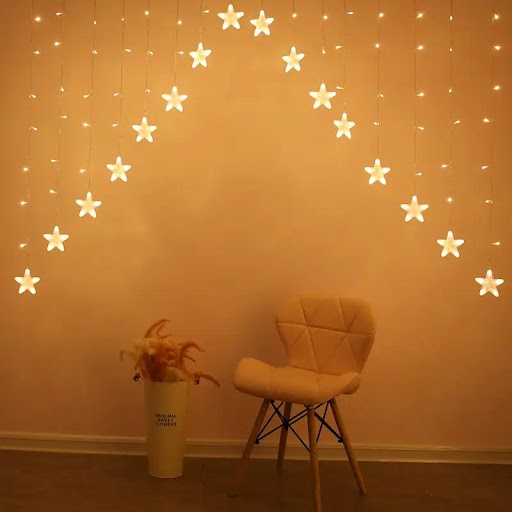 16 Star V Shaped Gateway Curtain String Lights with 8 Flashing Modes For Home Decoration
