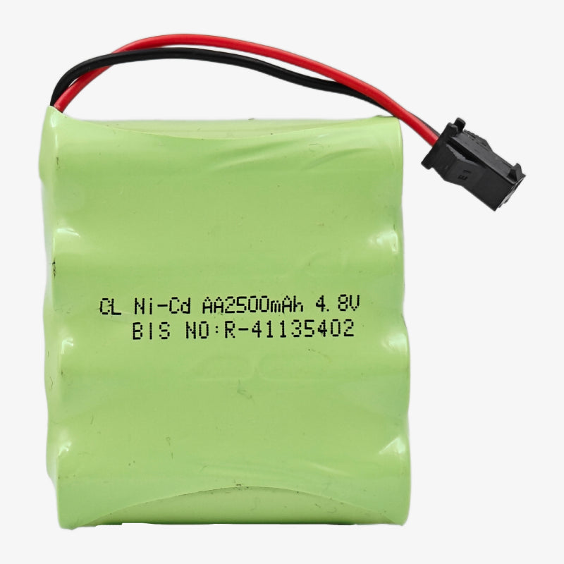 2500mAh 4.8V Ni-Cd AA Cell Battery Pack with SM Connector for Cordless Phone, Toys, Car, DIY Project Battery