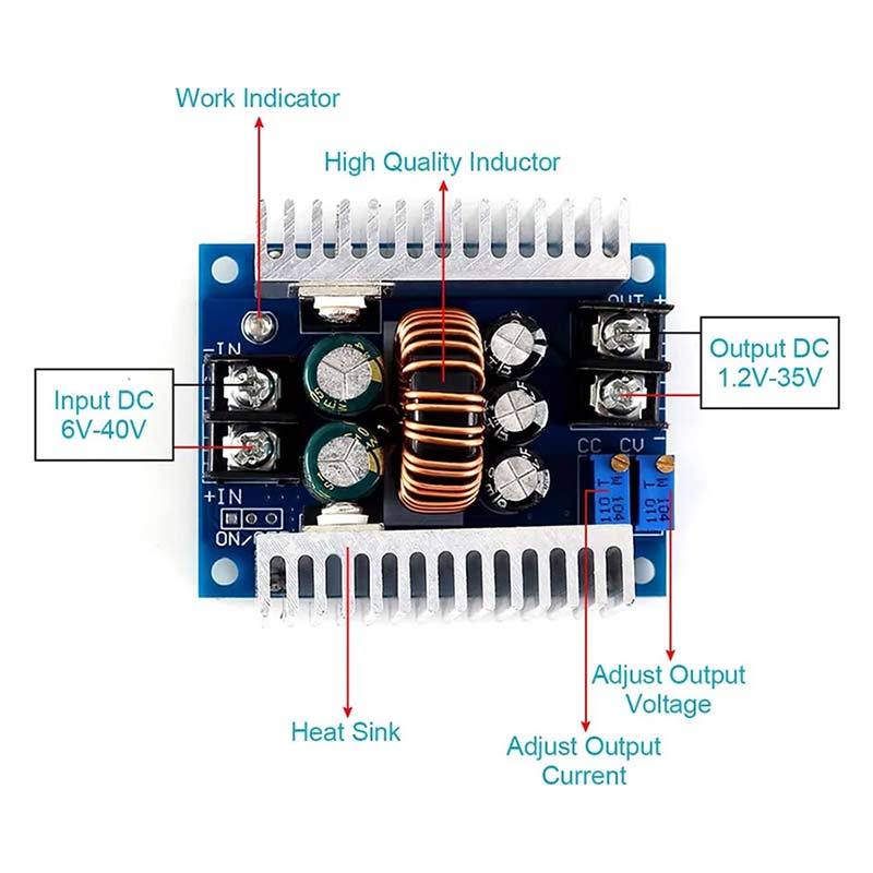 300W 20A Step Down DC-DC Buck Converter Pinout