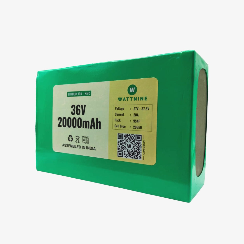 WATTNINE® 36V 20Ah Rechargeable Lithium Ion Battery Pack WATTNINE® 36V 20Ah Rechargeable Lithium Ion Battery Pack