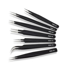 Load image into Gallery viewer, ESD Anti-Static Stainless Steel Tweezers (Set of 7)