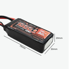 Load image into Gallery viewer, HIGH FLY 11.1V 1000mAh 3S 30C Lithium-Polymer Rechargeable Battery Dimensions