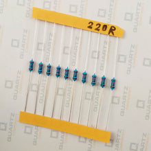 Load image into Gallery viewer, 220 ohm, 1/4 Watt Resistor with 1% tolerance (Pack of 10)
