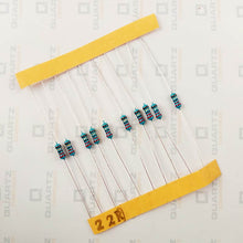 Load image into Gallery viewer, 22 ohm, 1/4 Watt Resistor with 1% tolerance (Pack of 10)