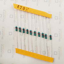 Load image into Gallery viewer, 470K ohm, 1/4 Watt Resistor with 1% tolerance (Pack of 10)