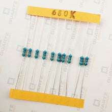 Load image into Gallery viewer, 680K ohm, 1/4 Watt Resistor with 1% tolerance (Pack of 10)