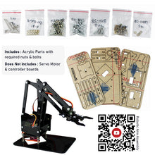 Load image into Gallery viewer, DIY Robotic Arm - Acrylic DIY Kit with Nuts, Bolts and Full Assembly guide (Without Servo)