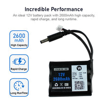 Load image into Gallery viewer, 12V 2600mAh Rechargeable Lithium Battery