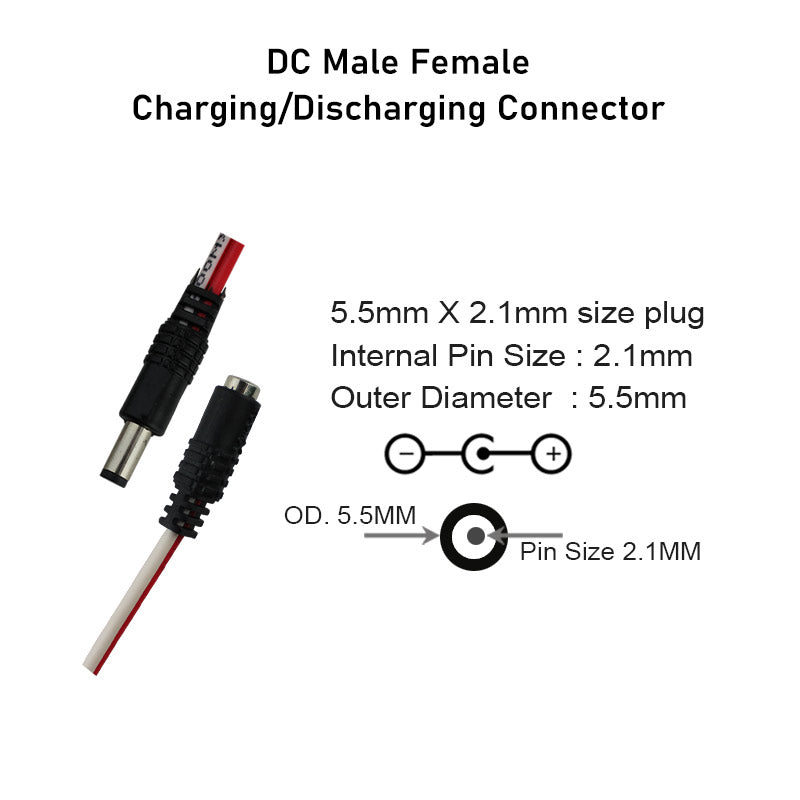 12V 4000mAh Rechargeable Lithium Battery with DC Male Female Charging Discharging Connector