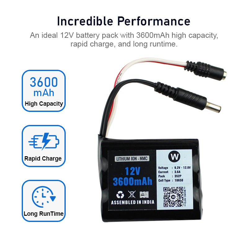 12V 3600mAh Battery Pack