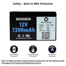Load image into Gallery viewer, WATTNINE® 12V 7.2Ah Li-ion Battery Pack with 3 Year Warranty - Plastic Enclosure