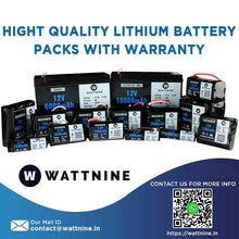 Load image into Gallery viewer, WATTNINE® 12V 1200mAh Rechargeable Lithium Battery with Warranty for GPS, CCTV, Industrial and Commercial Application