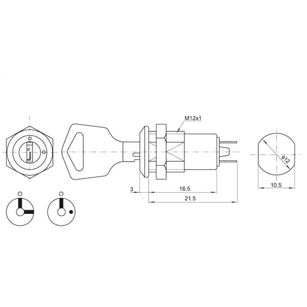 Electric 2 Positions ON OFF Metal Keylock Switch