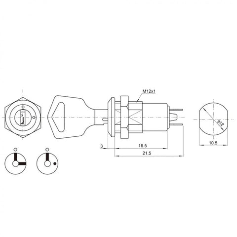 Electric 2 Positions ON OFF Metal Keylock Switch