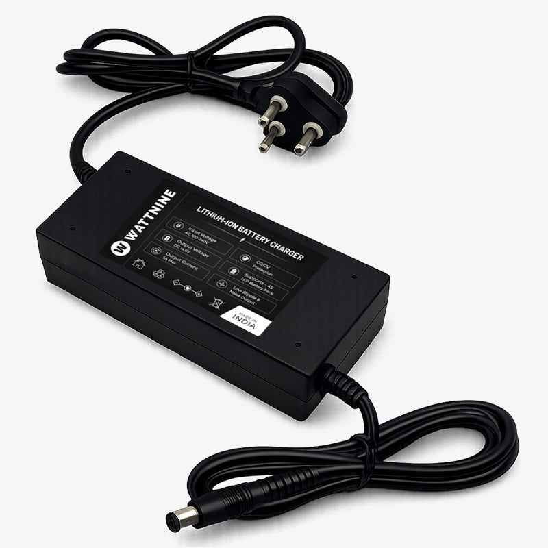 WATTNINE 14.6V 5A Lithium-Ion Battery Charger for 4S LFP Battery Pack - Table-Top Charger with CC & CV