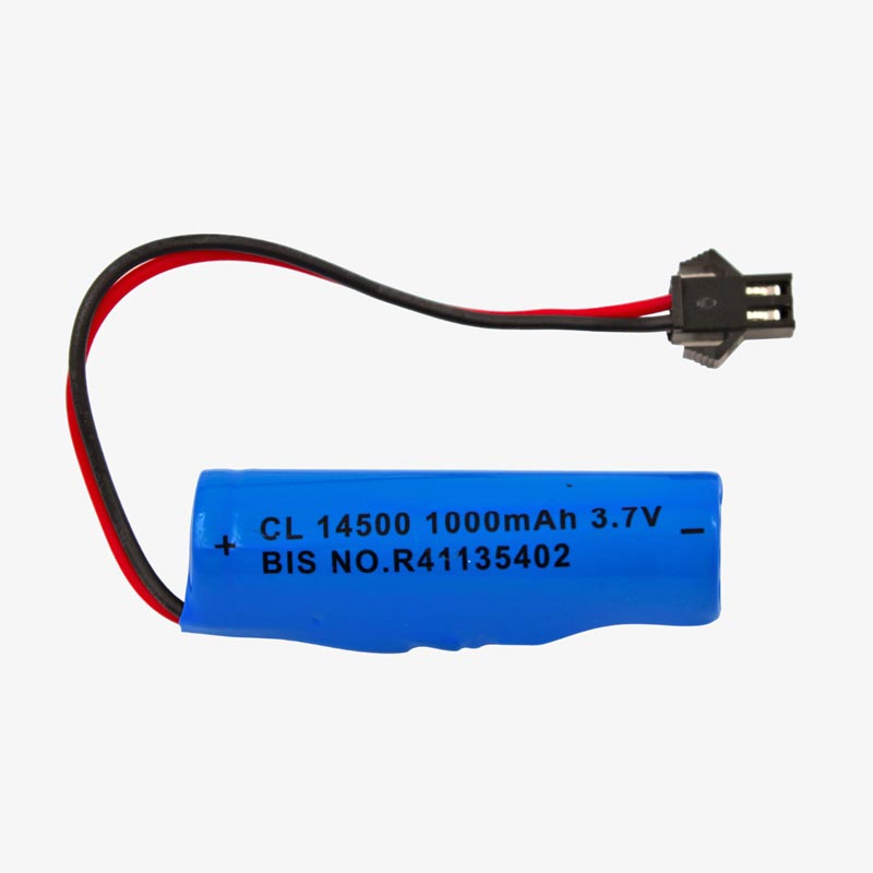 1000mAh 3.7V 14500 Li-ion Battery with BMS and SM Connector