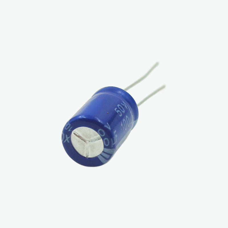 100 µF 50V Radial Electrolytic Capacitor – Through Hole