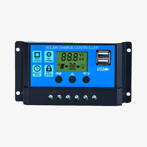 30A Smart Solar Charge Controller with Timer and USB Mobile Charger Socket
