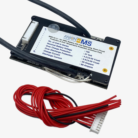 10S 36V/37V 80A BMS for Lithium Ion NMC Battery With Cell Balancing (Common Port)