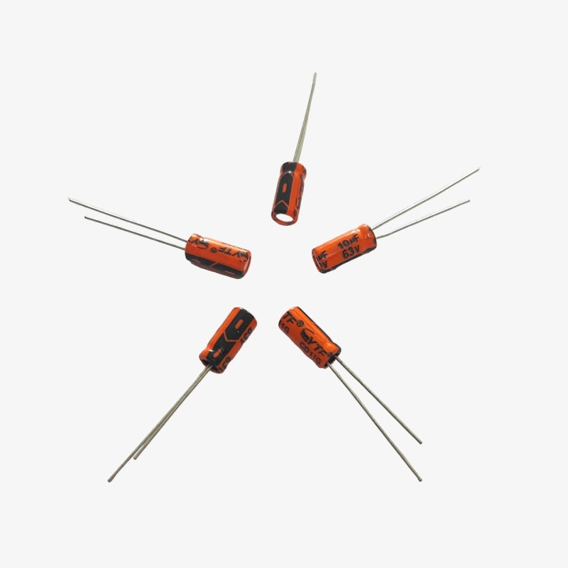 10uF 63V Electrolytic Capacitors – 5 x 11 mm (Pack of 5)