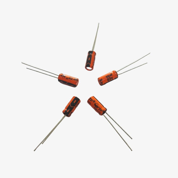 10uF 63V Electrolytic Capacitors - 5 x 11 mm (Pack of 5)