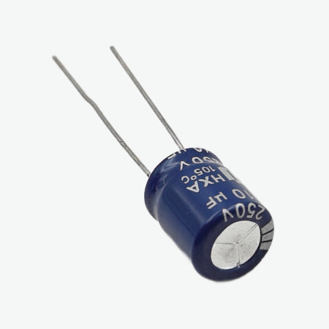 10uF 250V Radial Electrolytic Capacitor - Through Hole Package