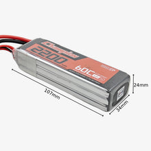 Load image into Gallery viewer, 11.1V 2200mAh 3S 60C Lithium-Polymer Rechargeable Battery