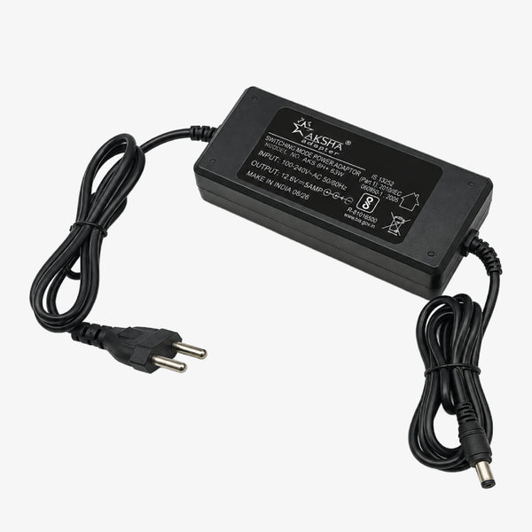 12.6V 5A AC to DC Switching Power Supply Adapter with 5.5mm x 2.5mm DC Plug – Table Top SMPS Charger