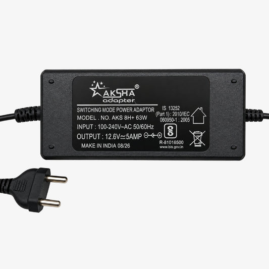 12.6V 5A AC to DC Switching Power Supply Adapter with 5.5mm DC Plug – Table Top SMPS Charger