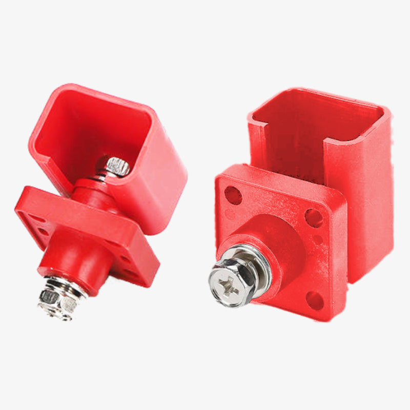 120A Copper Bolt Type Double Threaded Square Battery Terminal - Red