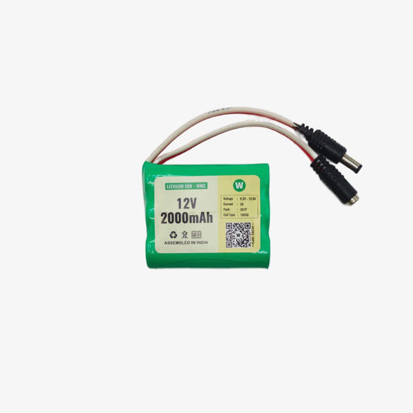 WATTNINE® 12V 2000mAh Rechargeable Lithium Battery Pack with Warranty