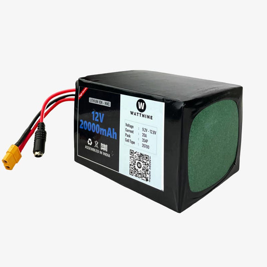 WATTNINE® 12V 20Ah Rechargeable Lithium Ion (NMC) Battery Pack