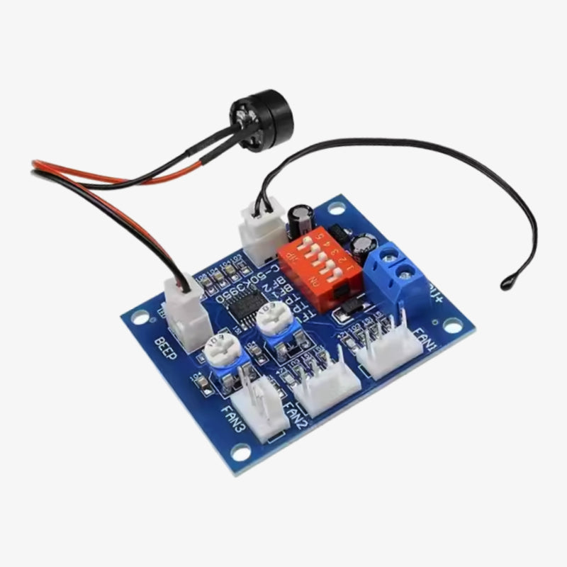 12V PWM DC Fan Speed Controller Variable Speed Temperature Speed Controller with Temperature Probe High Temperature Alarm