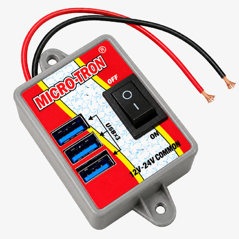 12V/24V 3-Port USB Charging Power Module with ON/OFF Switch