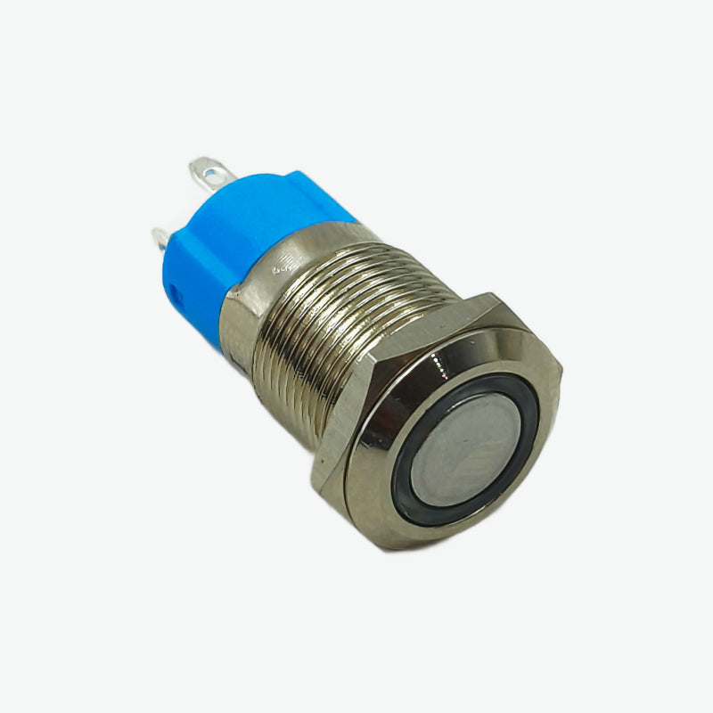 Flat Head 12MM 12V-24V Latching Metal Push Button Switch 