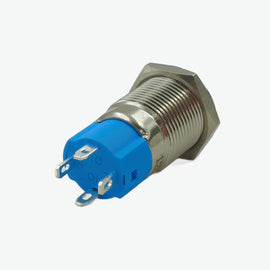 Flat Head 12MM 12V-24V Latching Metal Push Button Switch - Red 