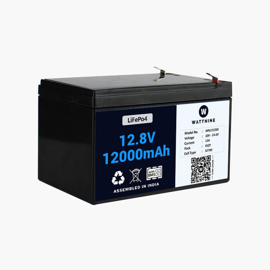 WATTNINE® 12.8V 12Ah Lithium (LiFePo4) Battery with 3 year Warranty