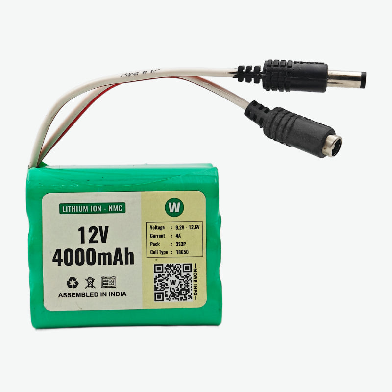 12V 4000mAh Rechargeable Lithium Battery