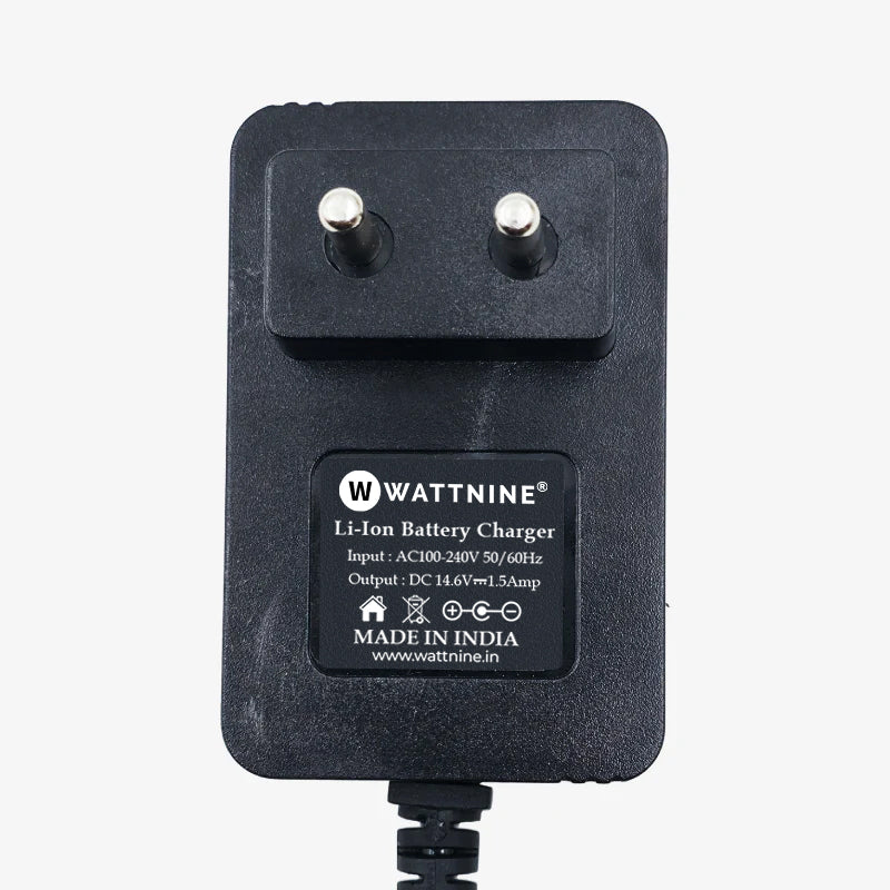 WATTNINE 14.6V 1.5A LFP Battery Charger with CC/CV and Charge indication for 4S LFP Li-ion Battery Pack