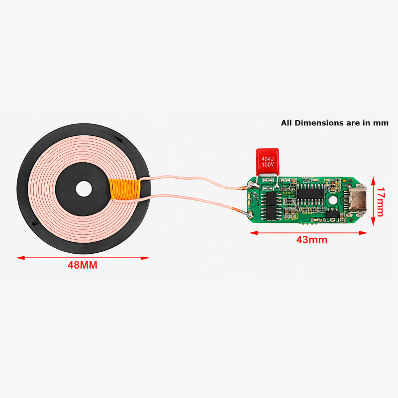 15W Wireless Charging Transmitter Module Type-C Connector