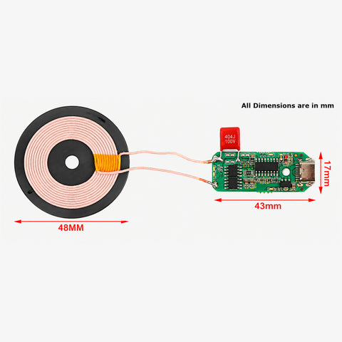 15W Wireless Charging Transmitter Module Type-C Connector