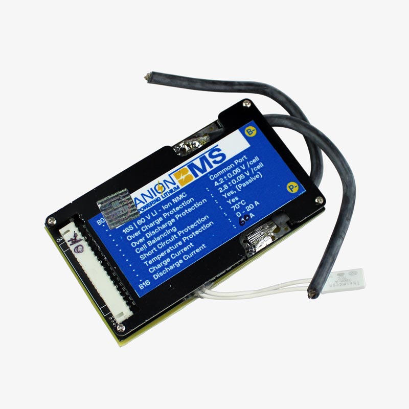16S 59.2V 60A BMS for Lithium Ion NMC Battery With Cell Balancing 