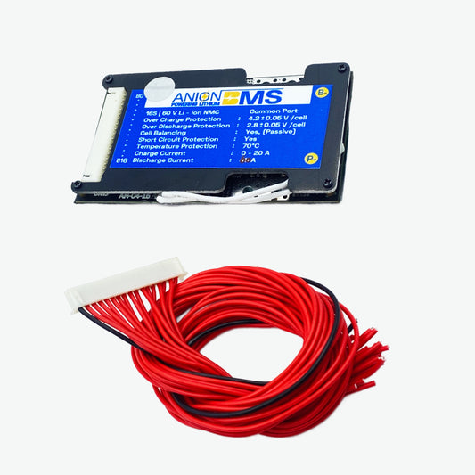 16S 60V/59.2V 60A BMS for Lithium Ion NMC Battery With Cell Balancing (Common Port)