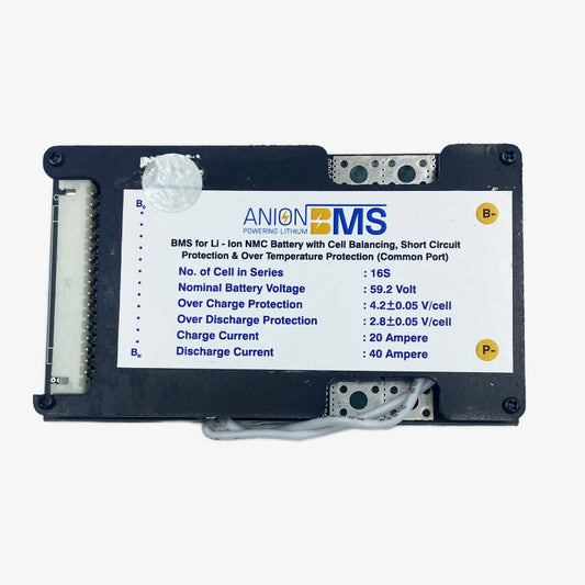 16S 60V/59.2V 40A BMS for Lithium Ion NMC Battery With Cell Balancing (Common Port)