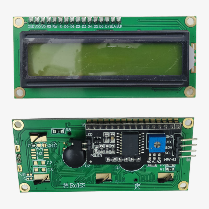 16x2 LCD Display (Green Backlight) with IIC/I2C Interface
