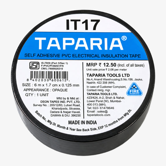 17mm Black PVC Insulation Tape - Taparia