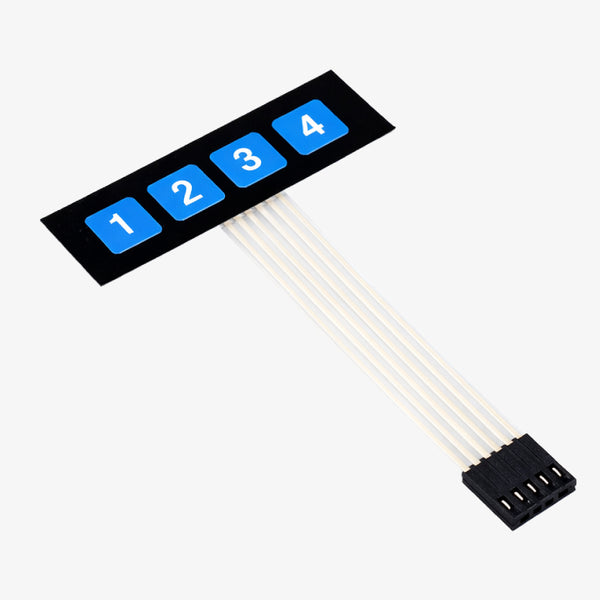1x4 Matrix Membrane Keypad 4 Key Switch Module for Microcontrollers