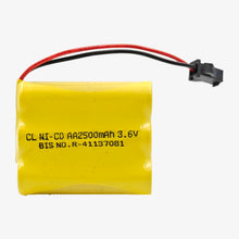 Load image into Gallery viewer, 2500mAh 3.6v Ni-Cd AA Cell Battery Pack with SM Connector for Cordless Phone, Toys, Car, DIY Project Battery