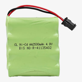 2500mAh 4.8V Ni-Cd AA Cell Battery Pack with SM Connector for Cordless Phone, Toys, Car, DIY Project Battery
