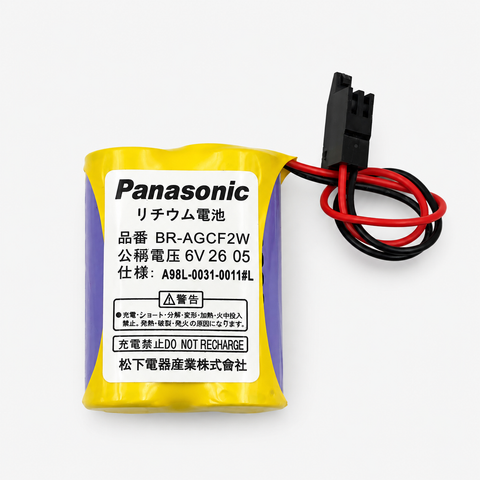 Panasonic BR-AGCF2W 6V Lithium Battery with Black Plug For CNC Machine